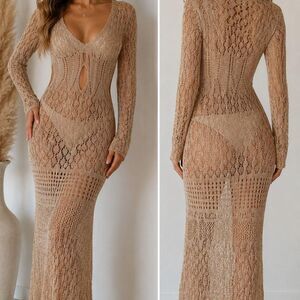 Sndys Women's Tan and Gold Cover-ups Size Large